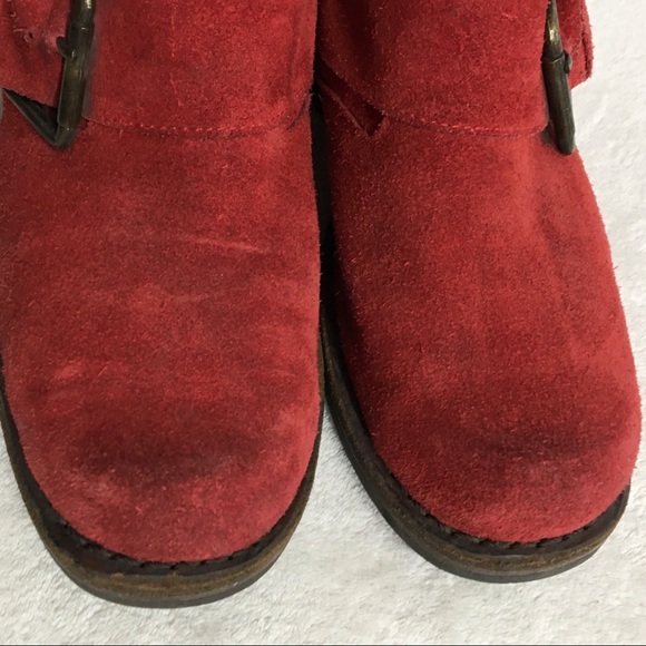 JEFFREY CAMPBELL Red Suede Booties boots buckles - Picture 3 of 16